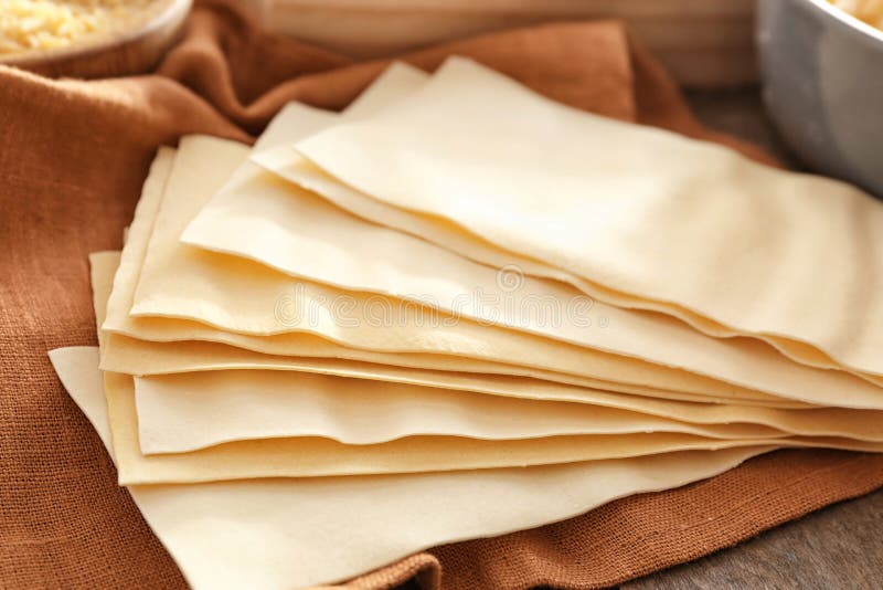 Uncooked Lasagna Pasta on Table, Closeup Stock Photo Image of gourmet