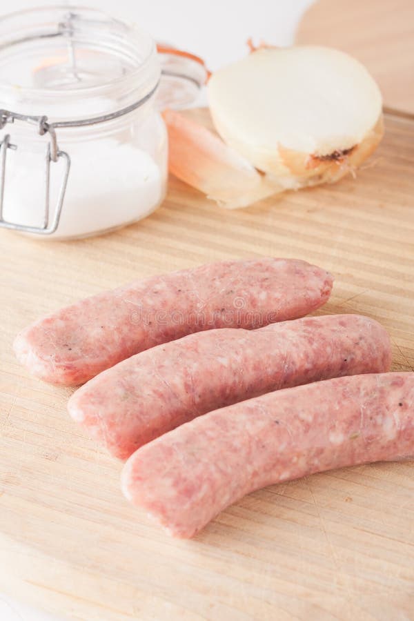 Uncooked Sausages On A Plate, Fun Fast Food Stock Image Image of