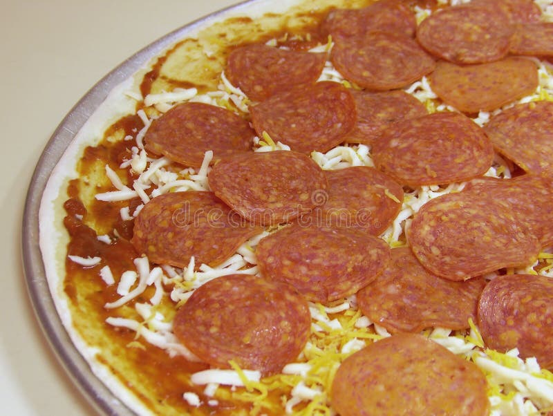 Uncooked Pepperoni Pizza