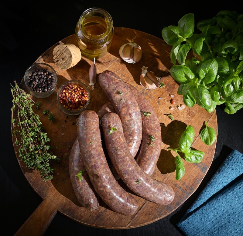 Uncooked Raw Beef and Pork Sausage Sausages Stock Image Image of food