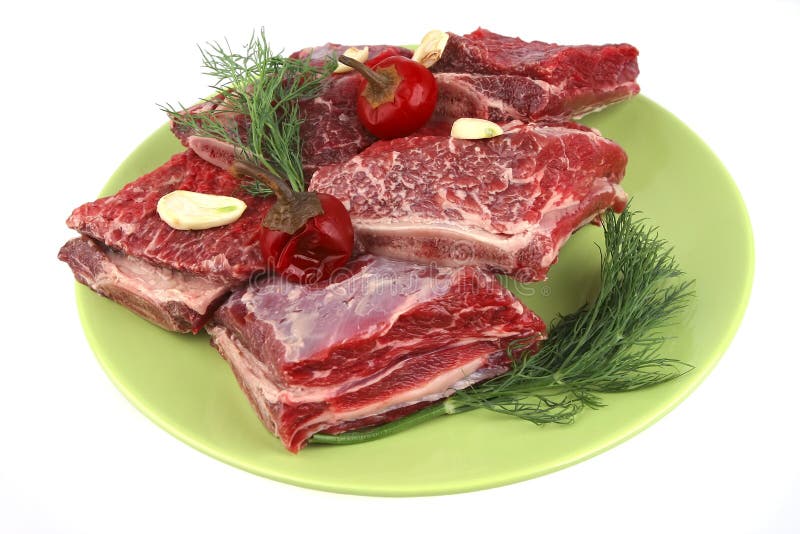 Uncooked ribs on dish stock photo. Image of calories, chops 9956736