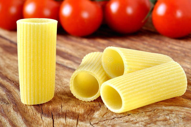 Uncooked Rigatoni Pasta and Cherry Tomatoes Stock Photo Image of