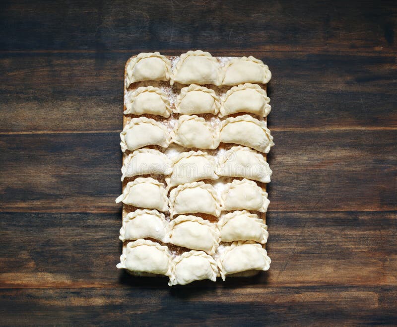 Uncooked Russian Pierogi with Mash Potato Stock Photo Image of