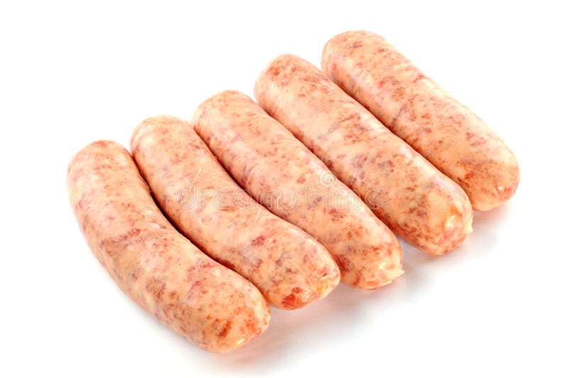 Uncooked Sausages on White Background Stock Image Image of snack
