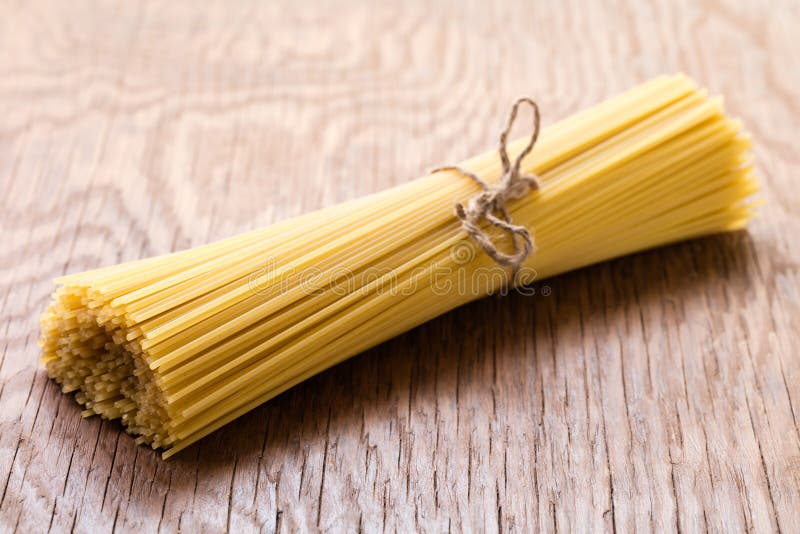 Uncooked spaghetti closeup