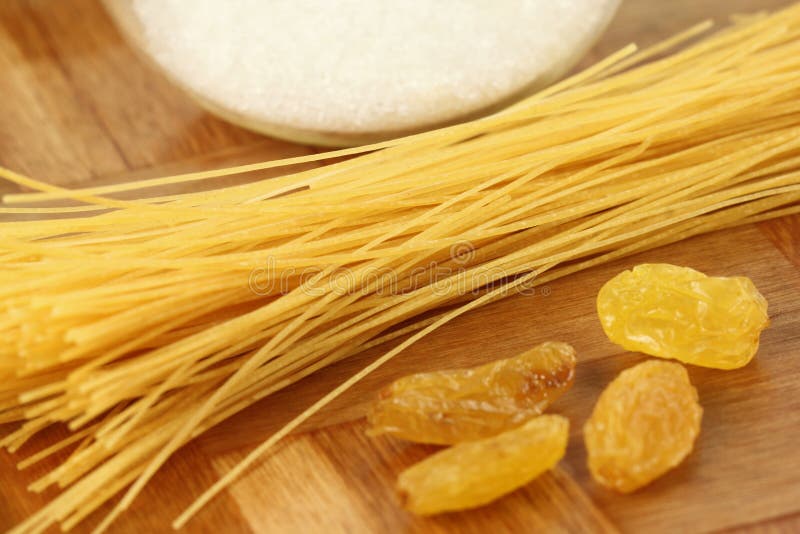 Uncooked Vermicelli with Raisin and Sugar Stock Image Image of pheni
