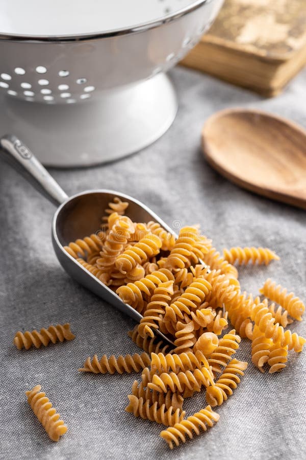 Uncooked Whole Grain Pasta Raw Penne Pasta In Scoop Stock Image