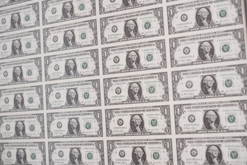 Printing American dollars stock image