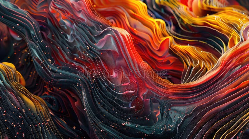 Unde abstracte colorate într-un stil multicolor de artă fluidă cu compoziție vibrantă și dinamică AIG62 stock image