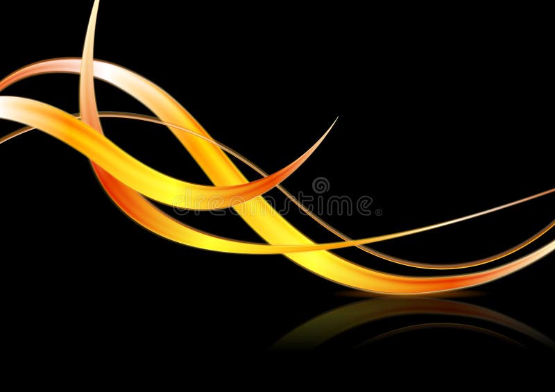 Unde abstracte strălucitoare pe fond negru stock illustration