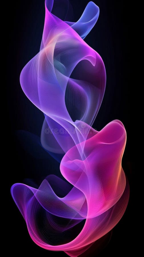 Undele abstracte colorate se rotesc și curg pe un fond negru, creând un efect vizual dinamic și vibrant stock image