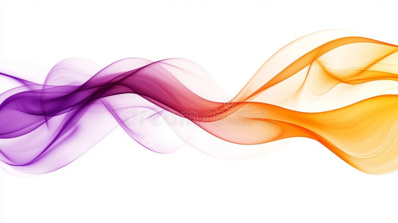 Undele purpurii și portocalii curgătoare creează un design abstract dinamic și dinamic pe un fond alb curat care evocă un stock image