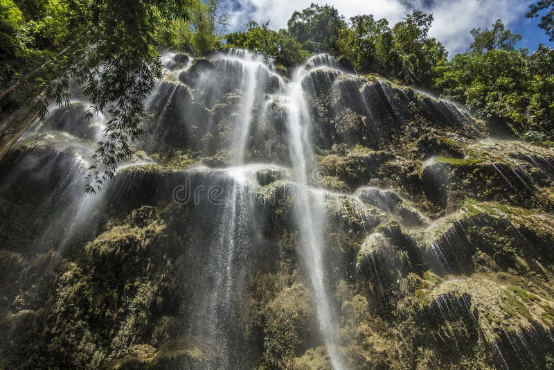 Under the amazing waterfall in a rain forest stock photos Under the amazing waterfall in a rain forest stock photos