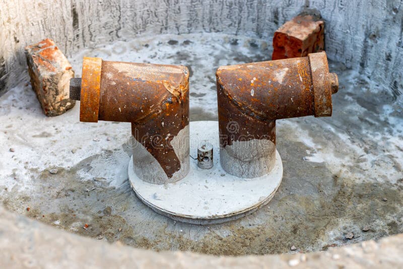 An Under Construction Small Water Hydrant for Agriculture Project Stock