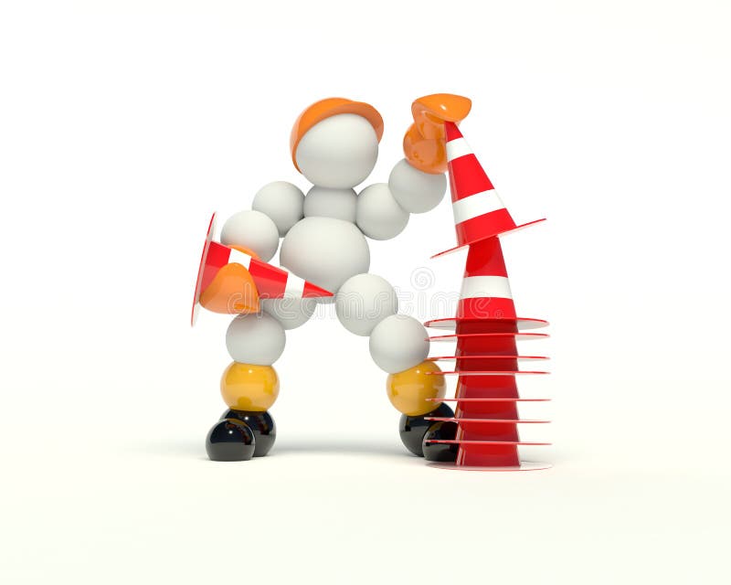 Under construction, stacking cones vector illustration
