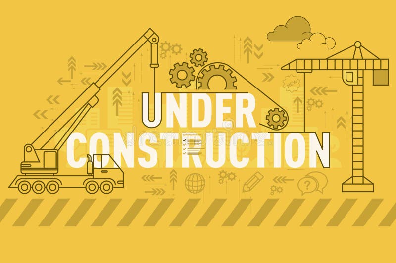 Under construction web page banner concept with thin line flat design royalty free illustration