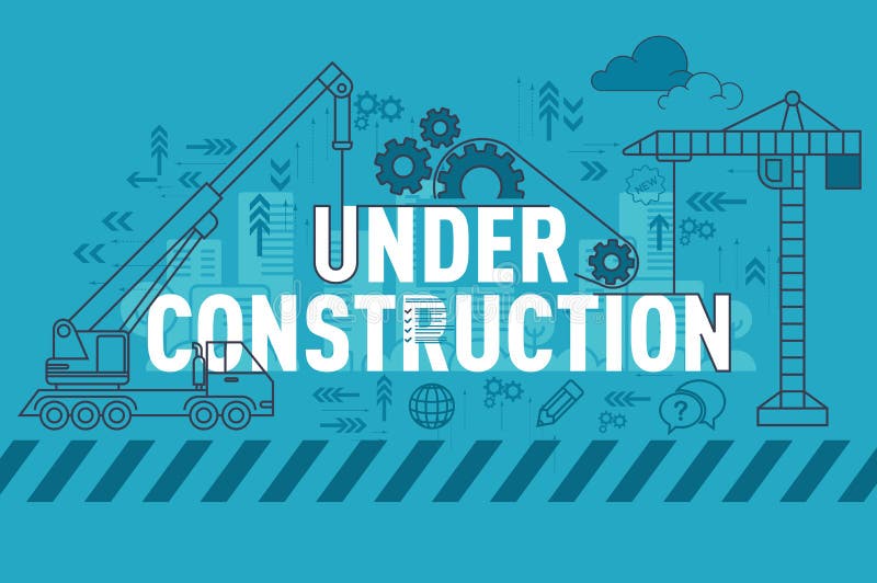 Under construction web page banner concept with thin line flat design vector illustration