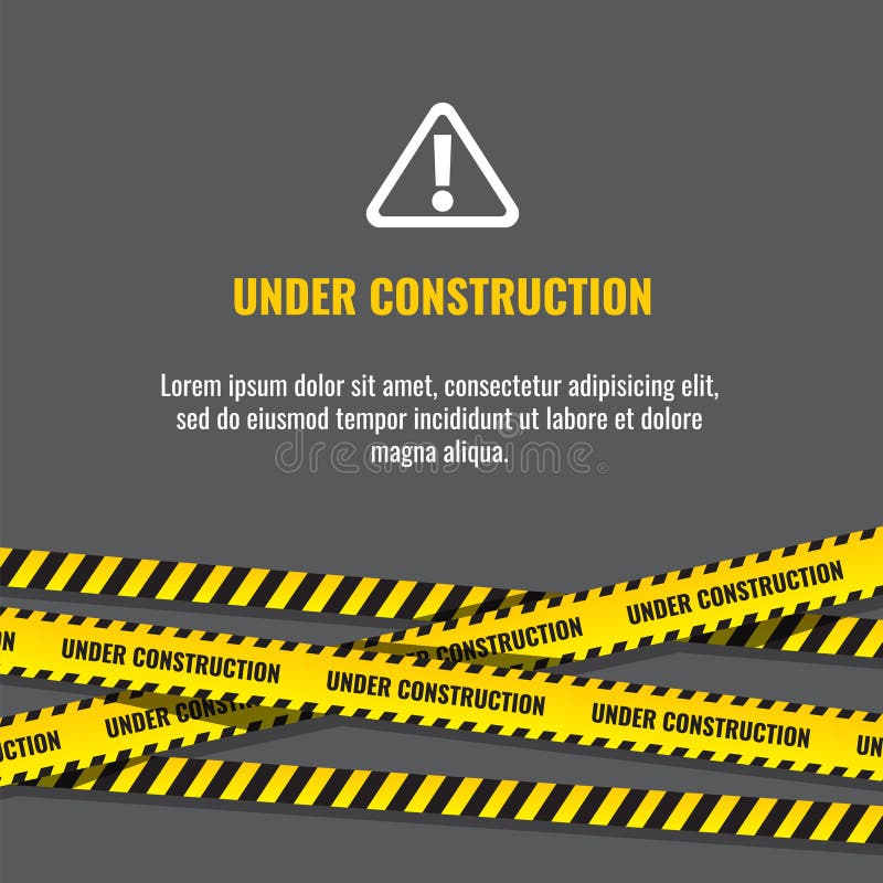 Under construction website page with black and yellow striped borders vector illustration vector illustration Under construction website page with black and yellow striped borders vector illustration vector illustration