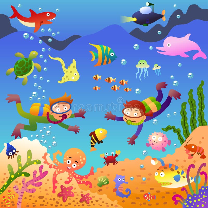 Under the sea. EPS10 File - simple Gradients, no Effects, no mesh, no Transparencies.All in separate group for easy editing Under the sea. EPS10 File - simple Gradients, no Effects, no mesh, no Transparencies.All in separate group for easy editing