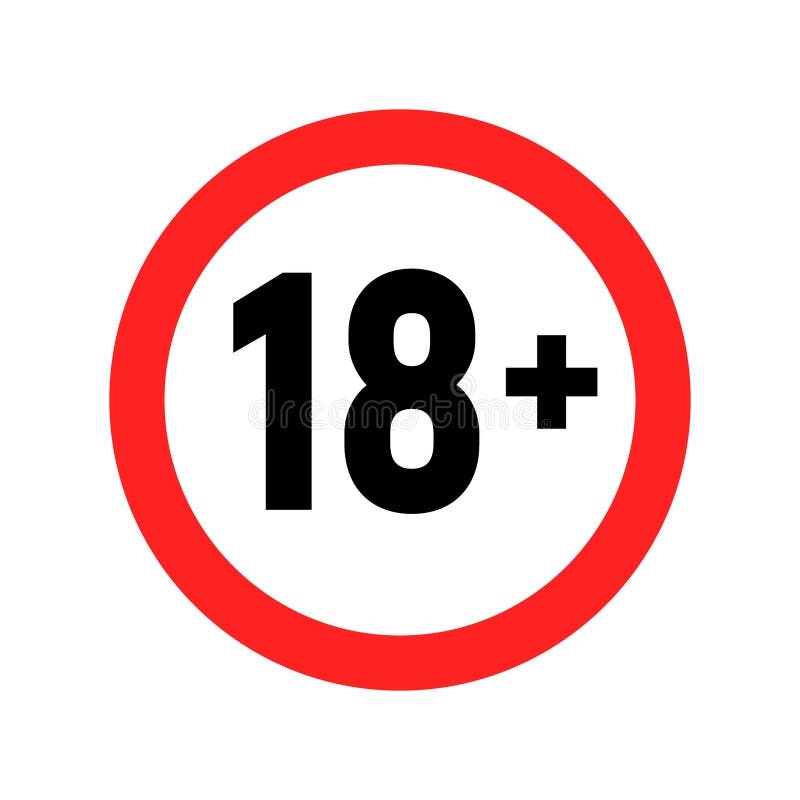 Under 18 Sign Warning Symbol. Over 18 only Censored Stock Vector