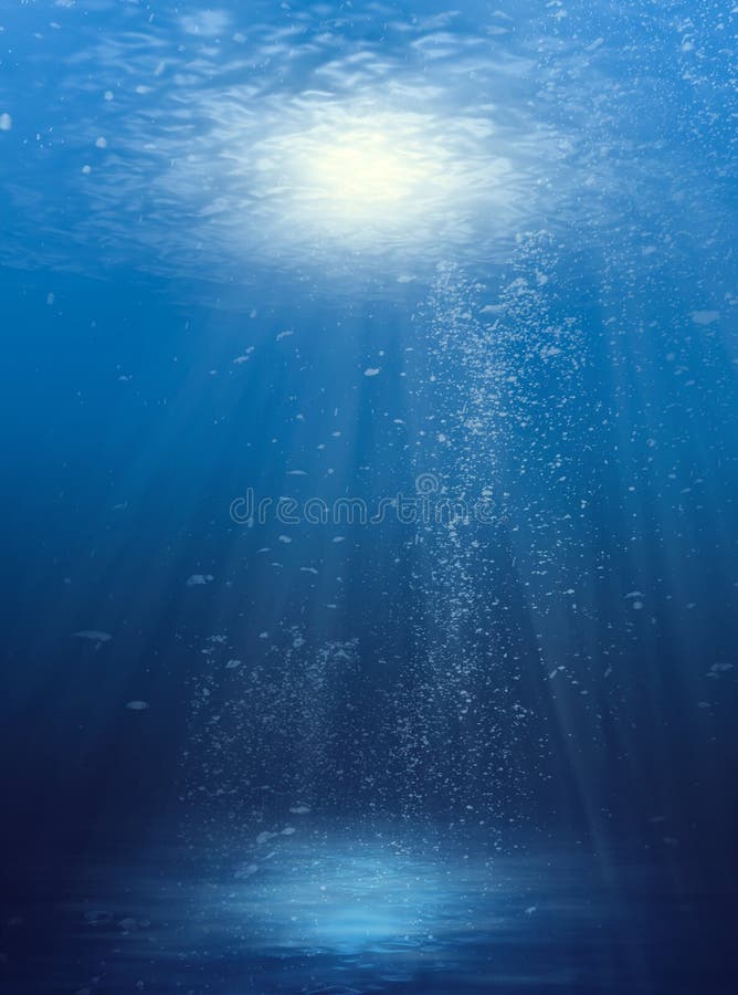 Under water in blue sea, ocean underwater sunlight water surface, sea deep underwater background. Under water in blue sea, ocean underwater sunlight water surface, sea deep underwater background
