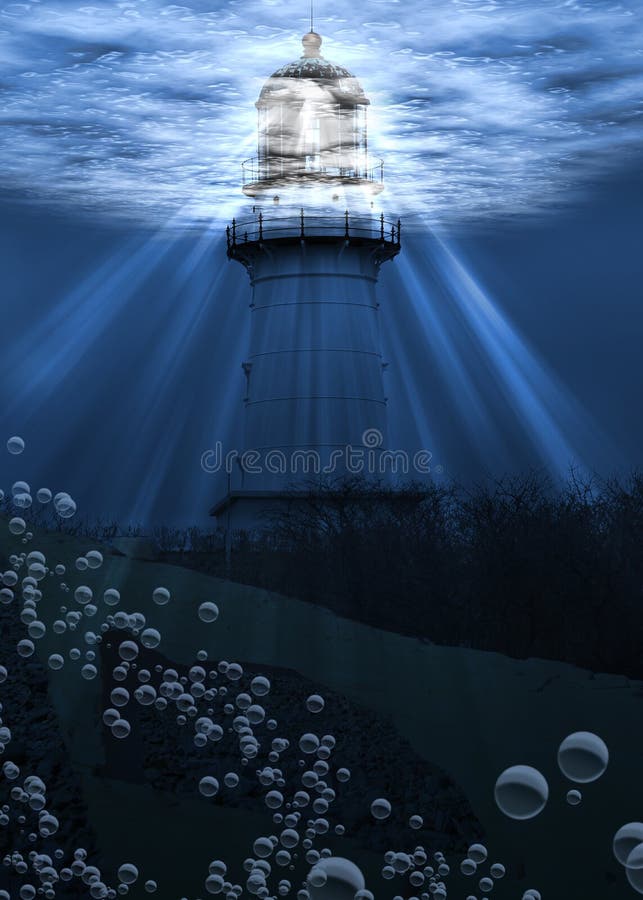 Under Water Lighthouse stock image. Image of blue, background 17353349