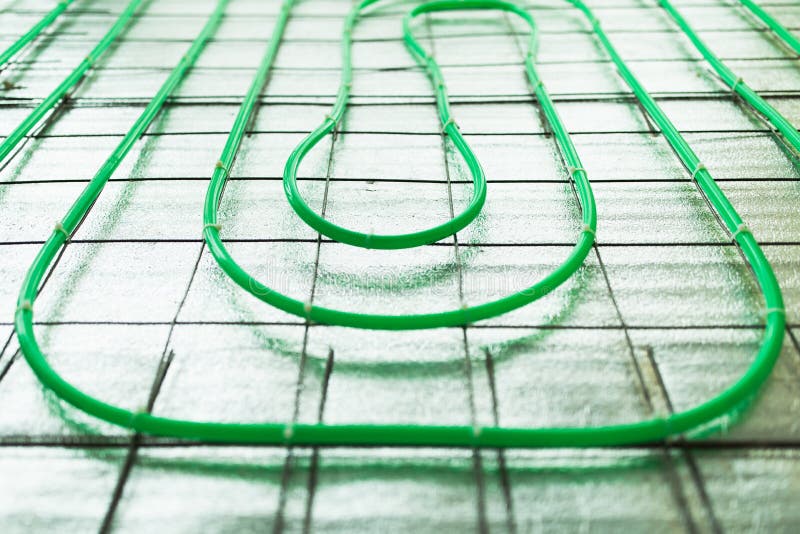 Underfloor Heating Green Pipe Installation Stock Image Image of