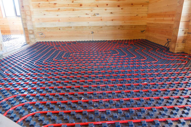 Underfloor Surface Heating Pipes. Low Temperature Heating Concept Stock