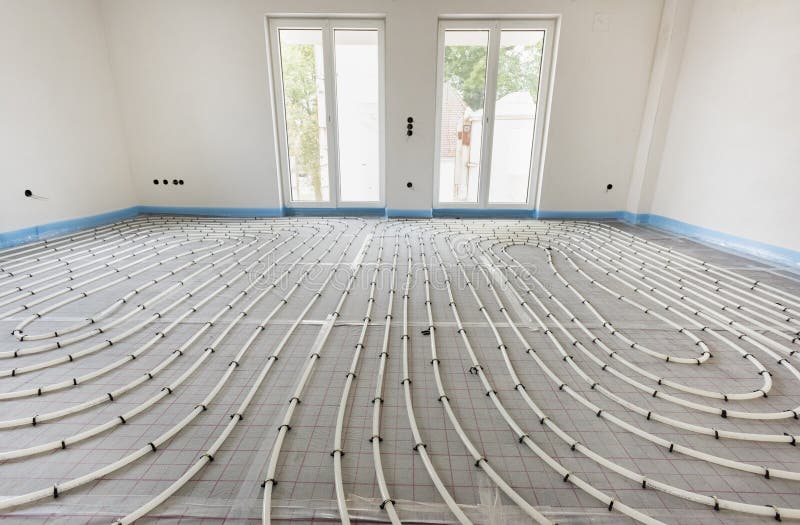 Underfloor uppvärmning i konstruktion arkivbilder Underfloor uppvärmning i konstruktion arkivbilder