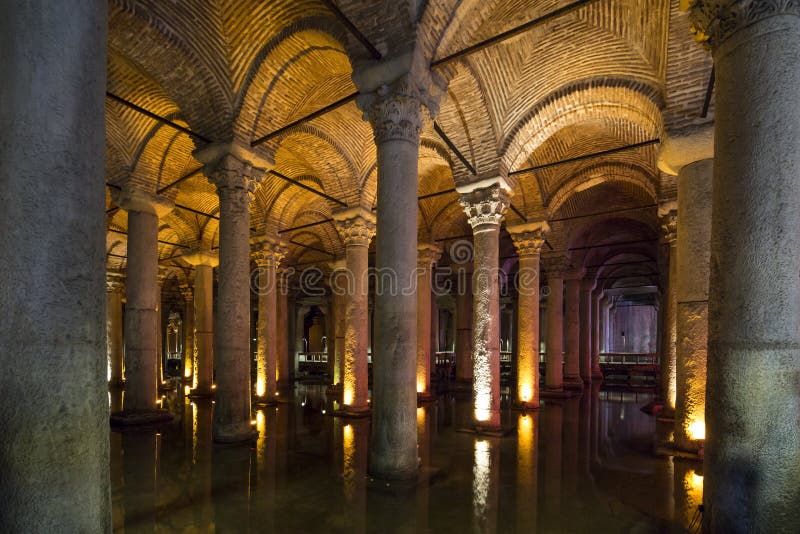 Underground Basilica Cistern, Istanbul, Turkey stock photography