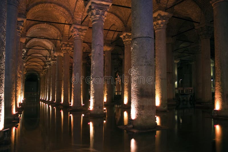 Underground cistern in Istanbul royalty free stock images