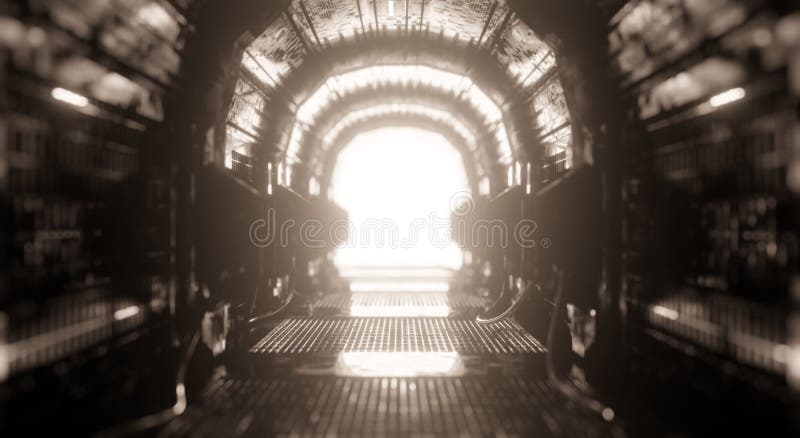 Underground corridor grating metal in dark scene royalty free illustration