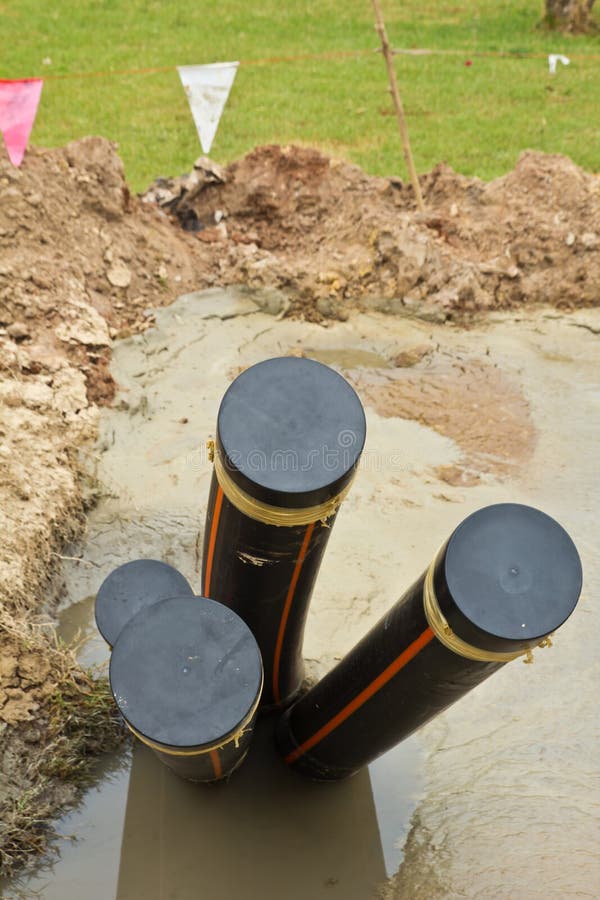 Underground Electrical Conduits Stock Photo Image of equipment, group