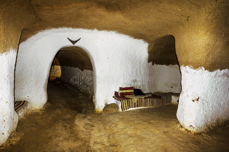 Underground House of Trogladites in the Desert of Tunisia Stock Image