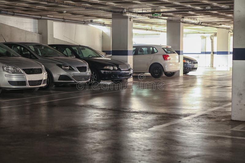 Underground parking stock photography