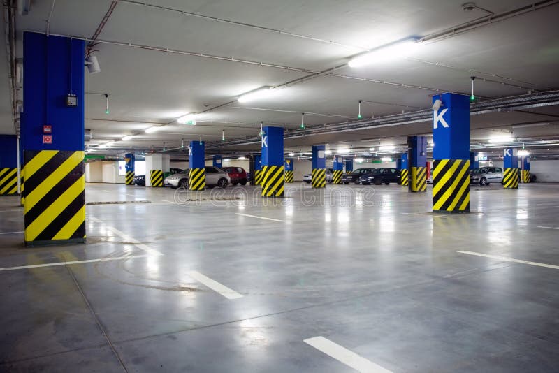 Underground Parking Garage with Cars Stock Image Image of business