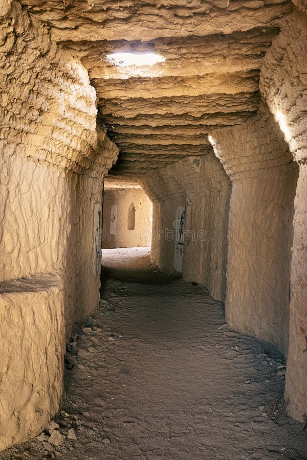 Tunnel Entrance To the Ancient Egyptian Pyramid. a Long Passage in the Pyramid of Giza. a