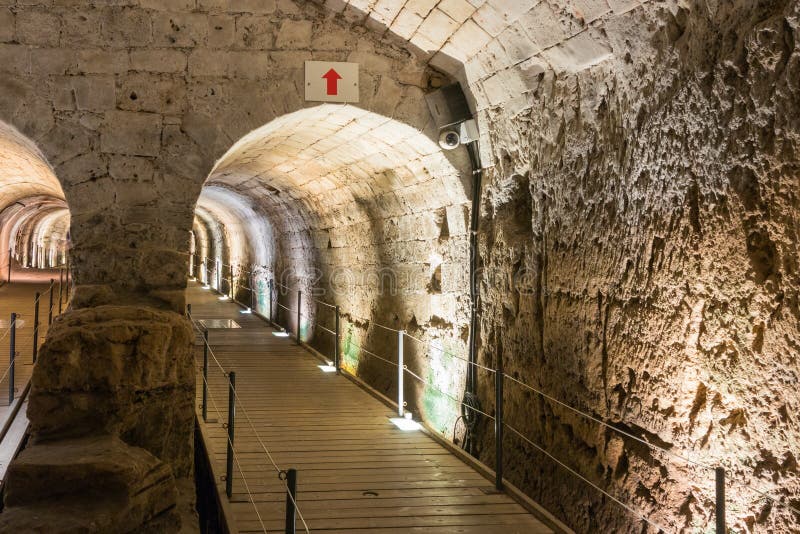 Underground Tunnel Built by the Knights Templar, Passing Under the Fortress  in the Old City of Acre in Israel Editorial Photo - Image of antique,  european: 106151776