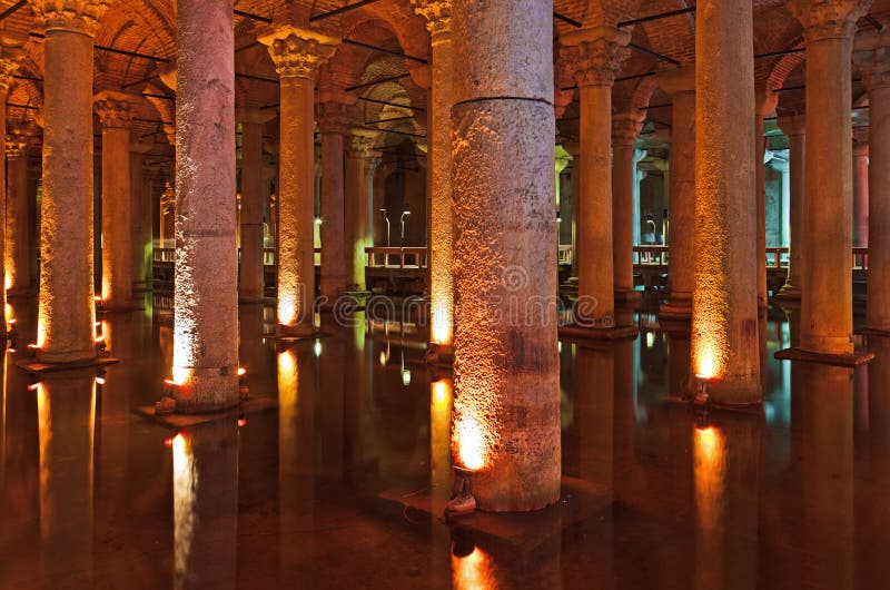 Underground water Basilica Cistern - Istanbul stock photos
