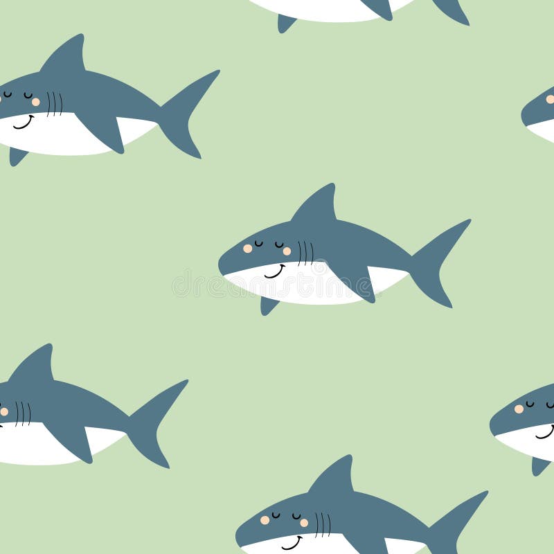 Kawaii Shark Seamless Pattern Cute Funny Sharks Nautical Background With  Sea Creatures And Marine Life For Wallpaper Decoration Vector  Illustration Royalty Free SVG Cliparts Vectors And Stock Illustration  Image 117012462