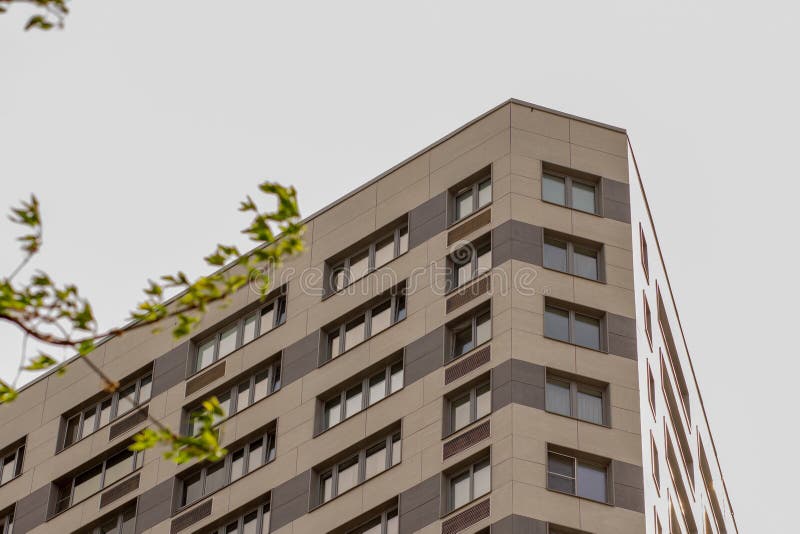 Underside view of triangular top of building royalty free stock image