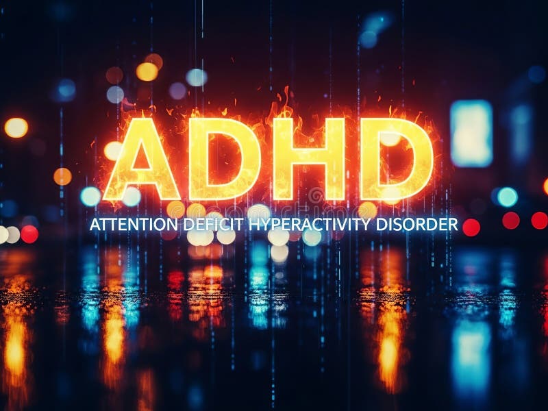 Understanding adhd: attention deficit hyperactivity disorder stock illustration