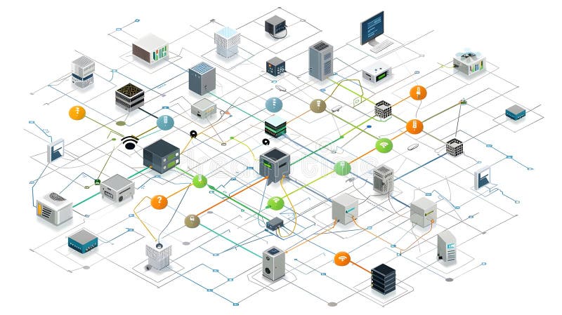 Understanding Complex Network Systems: Exploring Interconnections of Servers, Devices, and Data Flow for Efficient Resource Management and Enhanced Performance through Advanced Connectivity Solutions. Generative AI image , dynamic background flow. Advanced artificial intelligence administration stock images, royalty-free photos and pictures