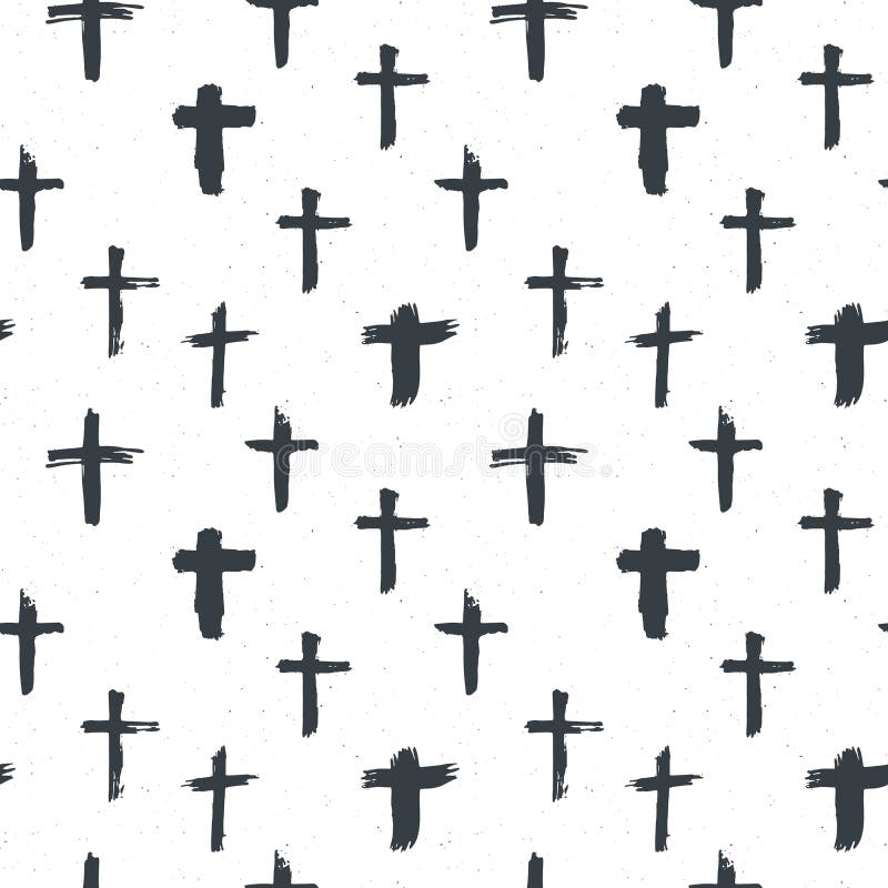 Undertecknar den arga för modellgrunge för symboler sömlösa drog kristna kors handen, klosterbroder symboler, illustration för ko vektor illustrationer Undertecknar den arga för modellgrunge för symboler sömlösa drog kristna kors handen, klosterbroder symboler, illustration för ko vektor illustrationer