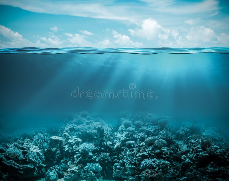 Undervattens- djup naturbakgrund för hav eller för hav