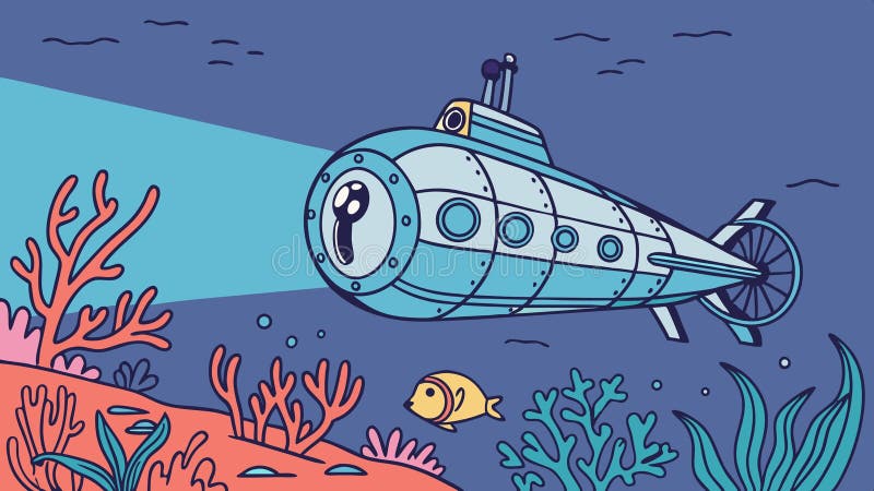 Undervattensprospektering oceanografi och vektor för havsforskningsfartyg Generativ AI royaltyfri illustrationer