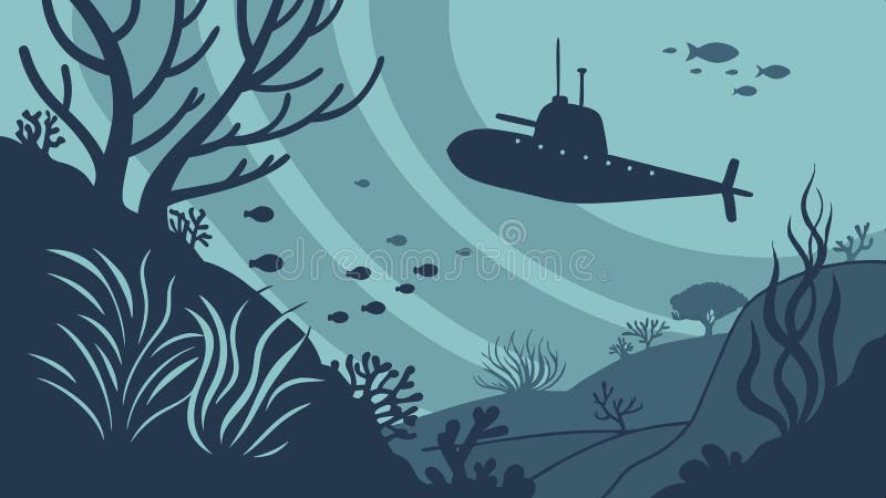 Undervattensvy Havsprospektering djuphavsfartyg Vattenskvektor för marin ubåt Generativ AI-design vektor illustrationer