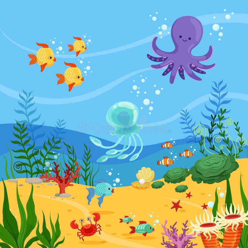 Underwater Background Illustration with Ocean Animals, Plants and Fishes. Vector Pictures Stock Vector - Illustration of artwork, drawing: 93523986 Underwater Background Illustration with Ocean Animals, Plants and Fishes. Vector Pictures Stock Vector - Illustration of artwork, drawing: 93523986