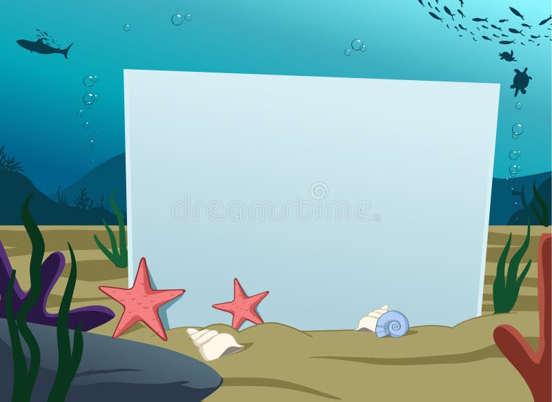 Underwater blank board vector illustration