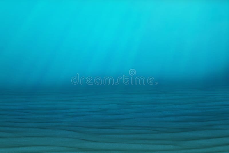 Underwater blue background in sea, ocean, with volume light. 3d rendering